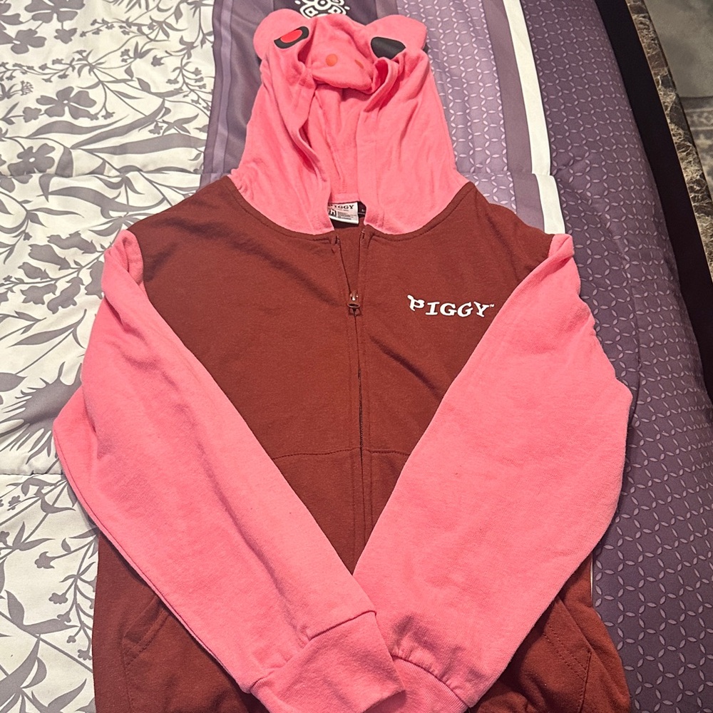 Pink and Maroon Piggy Hoodie